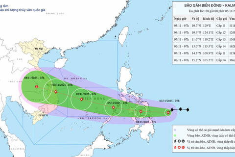 Bão Kalmaegi di chuyển nhanh, mỗi giờ đi được khoảng 25km