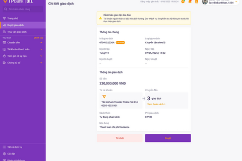 Cùng TPBank chặn đứng chuyển tiền đến tài khoản lừa đảo 