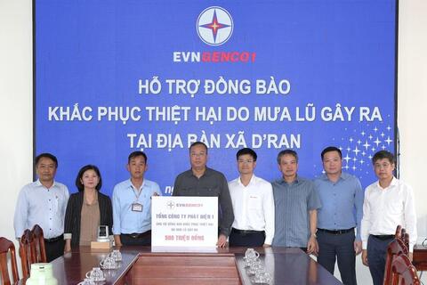 EVNGENCO1 ủng hộ đồng bào Lâm Đồng khắc phục thiệt hại do mưa lũ gây ra