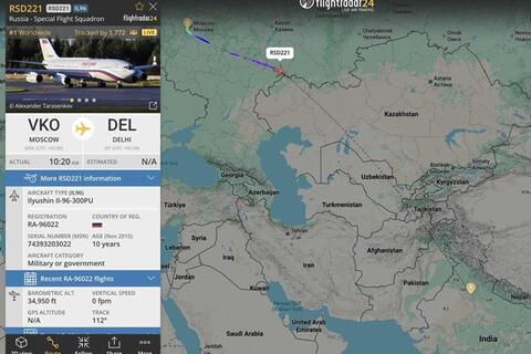 Chuyên cơ chở ông Putin đến Ấn Độ gây sốt toàn cầu