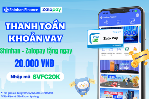Thanh toán khoản vay trên iShinhan nhận ngay ưu đãi cùng Zalopay