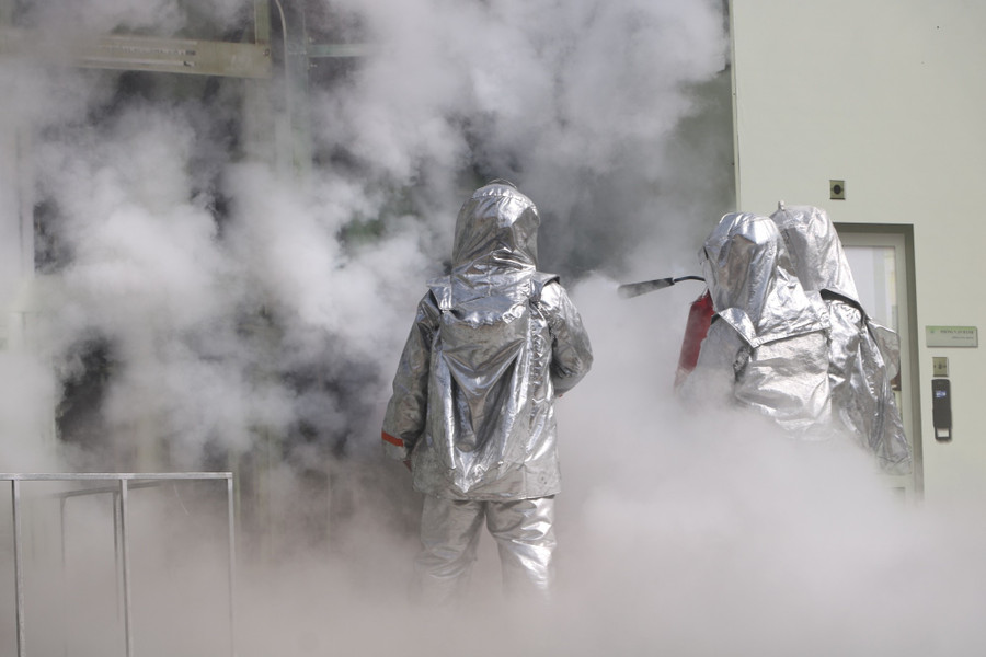 Diễn tập ứng phó sự cố phóng xạ. Ảnh: VGP