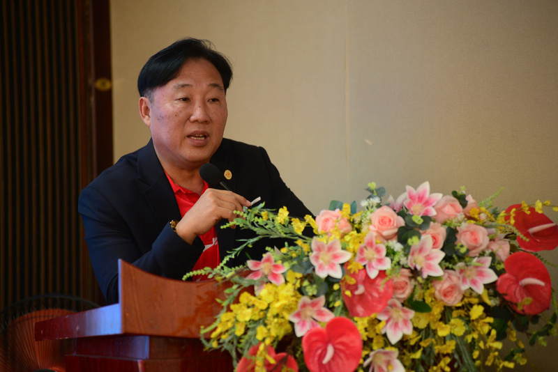 Đại diện Liên đoàn Lân Sư Rồng Việt Nam thông tin tại buổi họp báo.