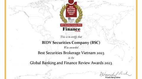 BSC vinh dự nhận giải thưởng Nhà môi giới chứng khoán tốt nhất Việt Nam