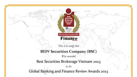 BSC vinh dự nhận giải thưởng Nhà môi giới chứng khoán tốt nhất Việt Nam