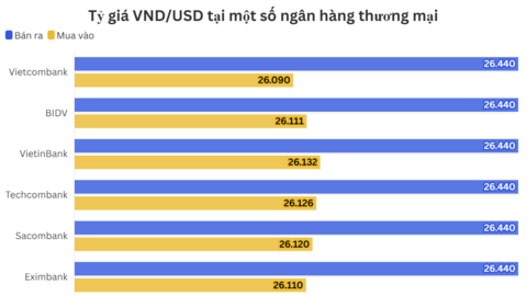 Ngày 19/6: Tỷ giá trung tâm tăng 8 đồng