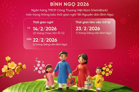 Lịch nghỉ Tết Nguyên đán Bính Ngọ 2026 của hệ thống ngân hàng