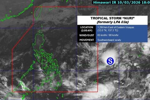 Bão Nuri hình thành gần Philippines
