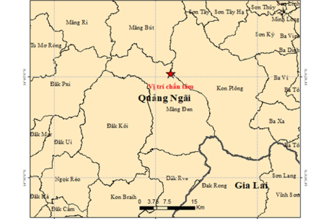 Liên tiếp xảy ra 3 trận động đất ở Quảng Ngãi
