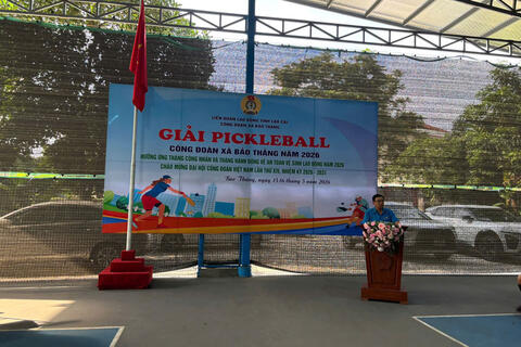 Sôi nổi giải Pickleball của Công đoàn xã Bảo Thắng năm 2026