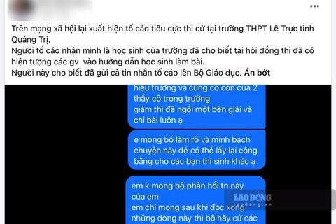 Kiểm tra thông tin phản ánh tiêu cực tại điểm thi ở Quảng Trị
