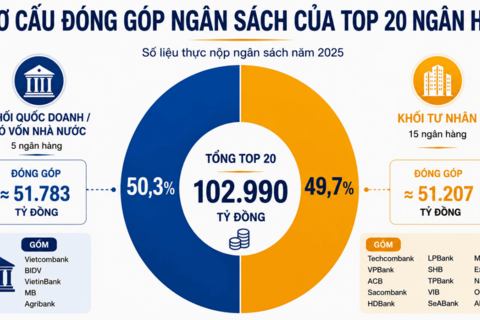 Top 20 ngân hàng nộp ngân sách lớn nhất Việt Nam 2026
