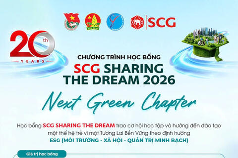 Chương trình SCG Sharing The Dream 2026 chính thức mở đơn, trao 170 suất học bổng