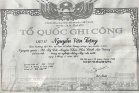 Gia đình liệt sĩ Nguyễn Văn Tặng mong tìm được phần mộ người thân