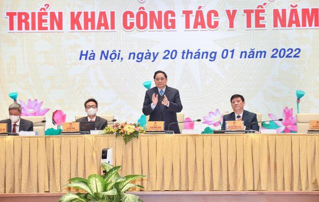 Hội nghị triển khai công tác y tế năm 2022 do Bộ Y tế tổ chức, được kết nối trực tuyến từ trụ sở Chính phủ tới trên 700 điểm cầu tại 63 tỉnh, thành phố trong cả nước. Ảnh: VGP/Nhật Bắc