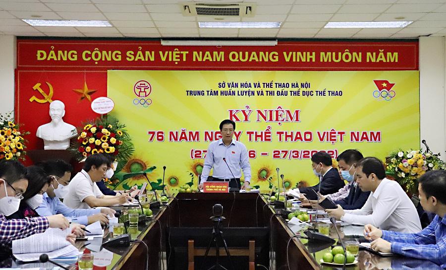 Trưởng Ban Văn hóa - Xã hội HĐND TP  Hà Nội Nguyễn Thanh Bình phát biểu tại buổi giám sát