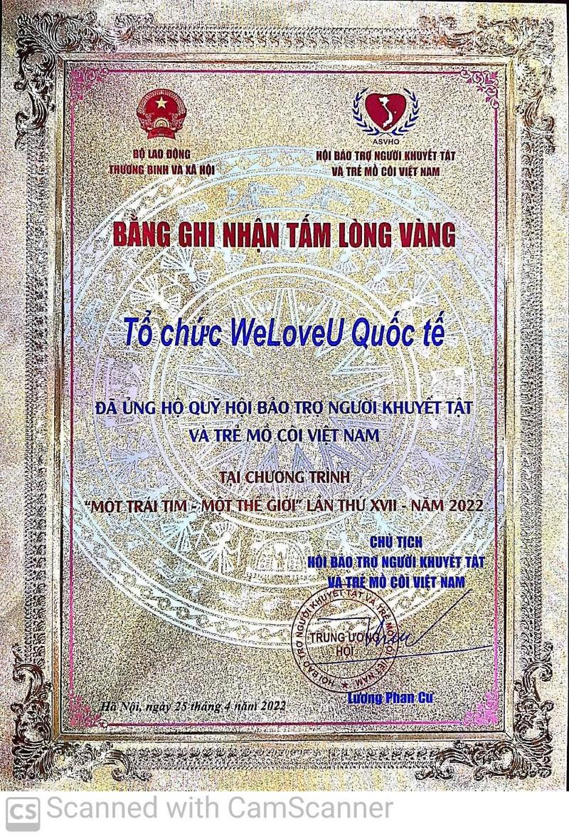 Tổ chức WeLoveU Quốc tế đón nhận Bằng khen chương trình “Một trái tim – Một thế giới” lần thứ XVII ảnh 2