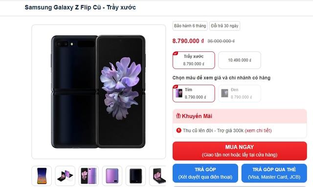Samsung Galaxy Z Flip cũ rớt giá còn dưới 9 triệu đồng tại Việt Nam, xuống mức thấp nhất từ trước đến nay - Ảnh 1. Samsung Galaxy Z Flip cũ rớt giá còn dưới 9 triệu đồng tại Việt Nam, xuống mức thấp nhất từ trước đến nay - Ảnh 1.