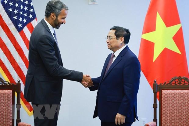 Thủ tướng Phạm Minh Chính tiếp ông Marc Allen, Giám đốc chiến lược Tập đoàn Boeing. Ảnh: TTXVN