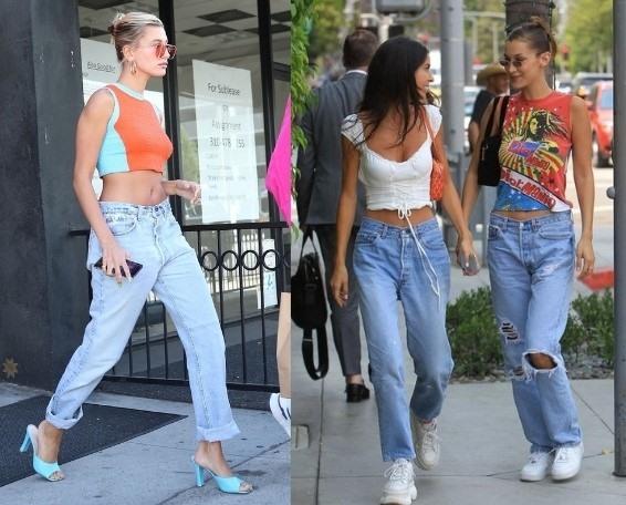 Siêu mẫu Hailey Bieber, Bella Hadid là những người tiên phong cho sự trở lại của phong cách thời trang Y2K tại Hollywood. Ảnh: twitter