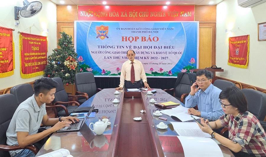 Quang cảnh Họp báo thông tin về Đại hội đại biểu người công giáo Thủ đô xây dựng và bảo vệ Tổ quốc lần thứ VIII, nhiệm kỳ 2022-2027