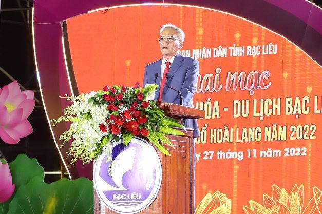 Ông Lữ Văn Hùng, Bí thư Tỉnh ủy Bạc Liêu tại lễ khai mạc