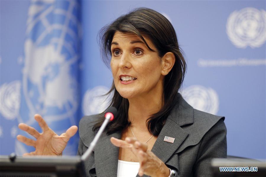 Đại sứ Nikki Haley phát biểu tại Liên Hợp Quốc, tháng 9.2018. Ảnh: Xinhua