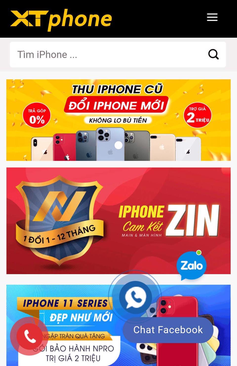 Quảng cáo bán điện thoại Iphone giá rẻ trên website XT Mobi. Ảnh: Hoài Nam