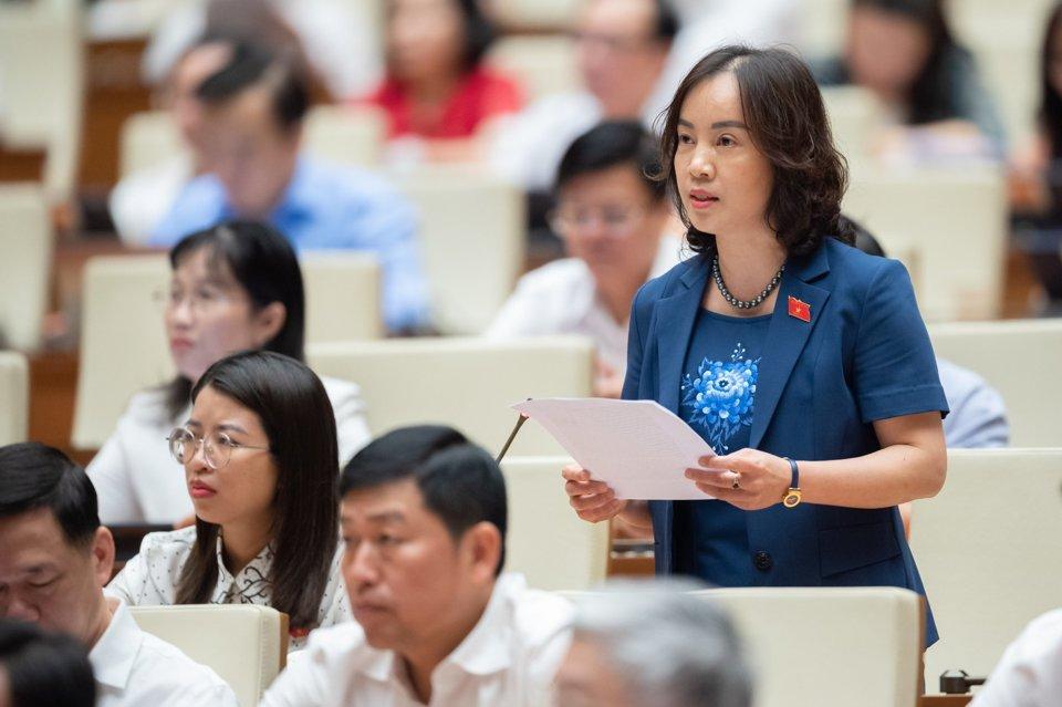 Đại biểu Nguyễn Thị Kim Anh (Đoàn tỉnh Bắc Ninh) phát biểu thảo luận.
