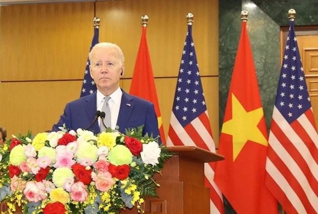 Tổng thống Mỹ Joe Biden trong cuộc họp báo chung. 