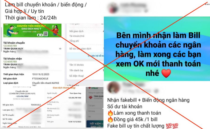 Dịch vụ làm giả biên lai chuyển tiền được quảng cáo rầm rộ trên các nền tảng mạng xã hội để lừa đảo dịp cận Tết.