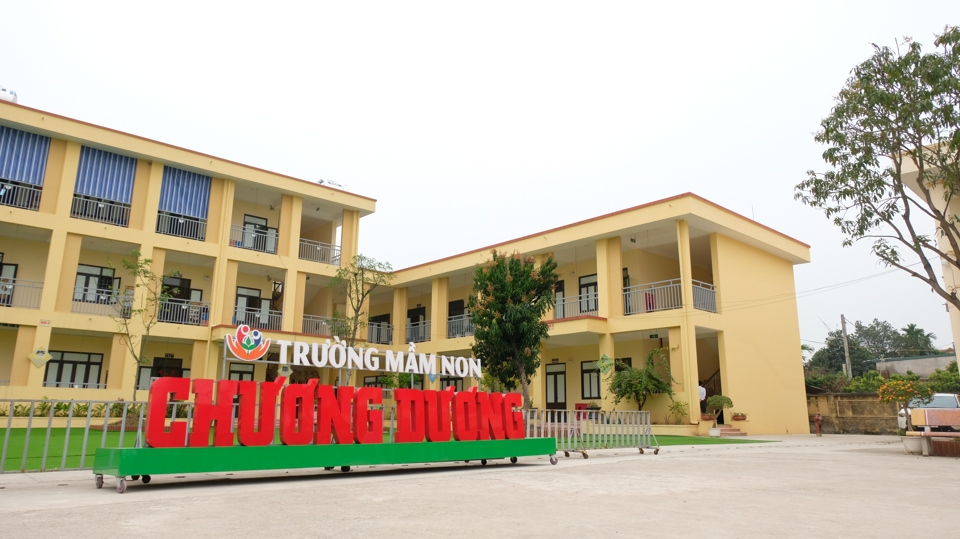 Trường Mầm non tại xã Chương Dương được đầu tư xây dựng khang trang.