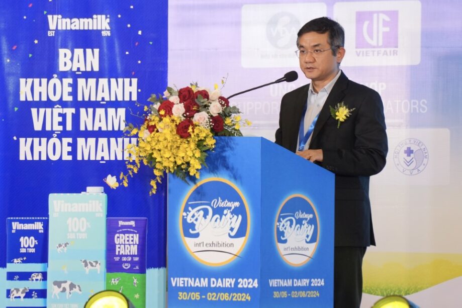 Ông Nguyễn Quang Trí - Giám đốc điều hành Marketing Vinamilk - phát biểu tại sự kiện khai mạc Triển lãm quốc tế ngành sữa và sản phẩm sữa 2024