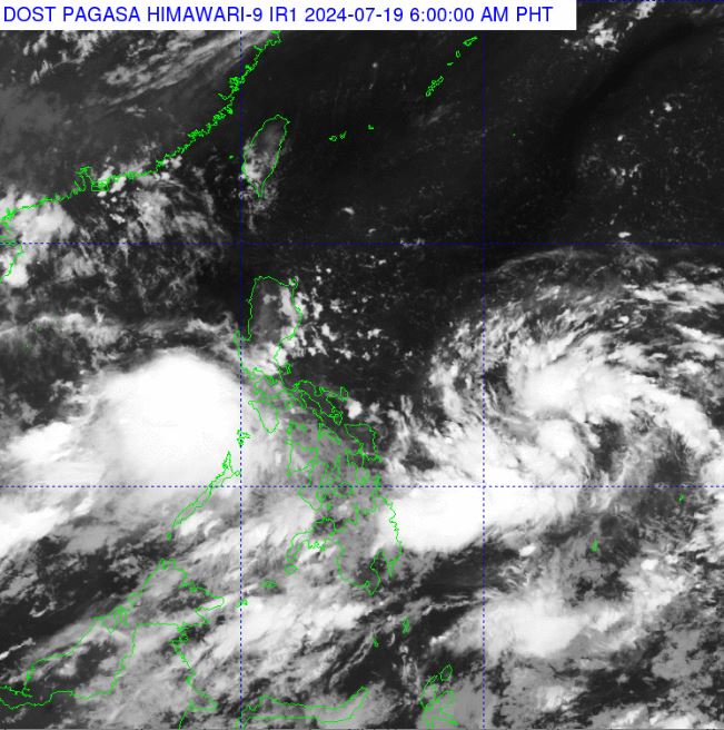 Vị trí áp thấp gần Biển Đông sáng 19.7. Ảnh: PAGASA