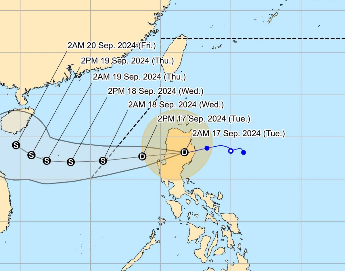 Dự báo đường đi của áp thấp nhiệt đới Gener. Ảnh: PAGASA