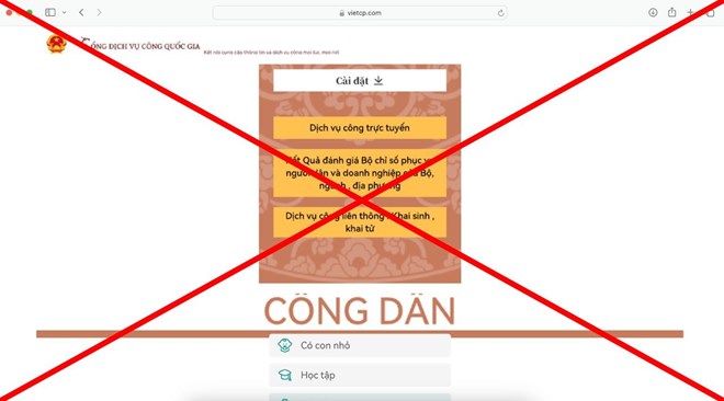 Danh sách website giả mạo Dịch vụ công Quốc gia để lừa đảo