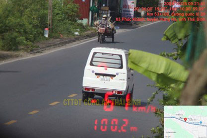 Hình ảnh phương tiện vi phạm lỗi vượt quá tốc độ. Ảnh: CACC