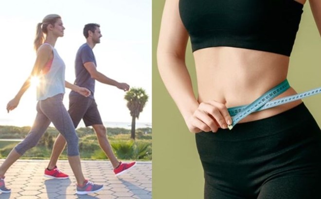 Đi bộ là bài tập giúp giảm cân hiệu quả. Đồ họa: Phương Anh.