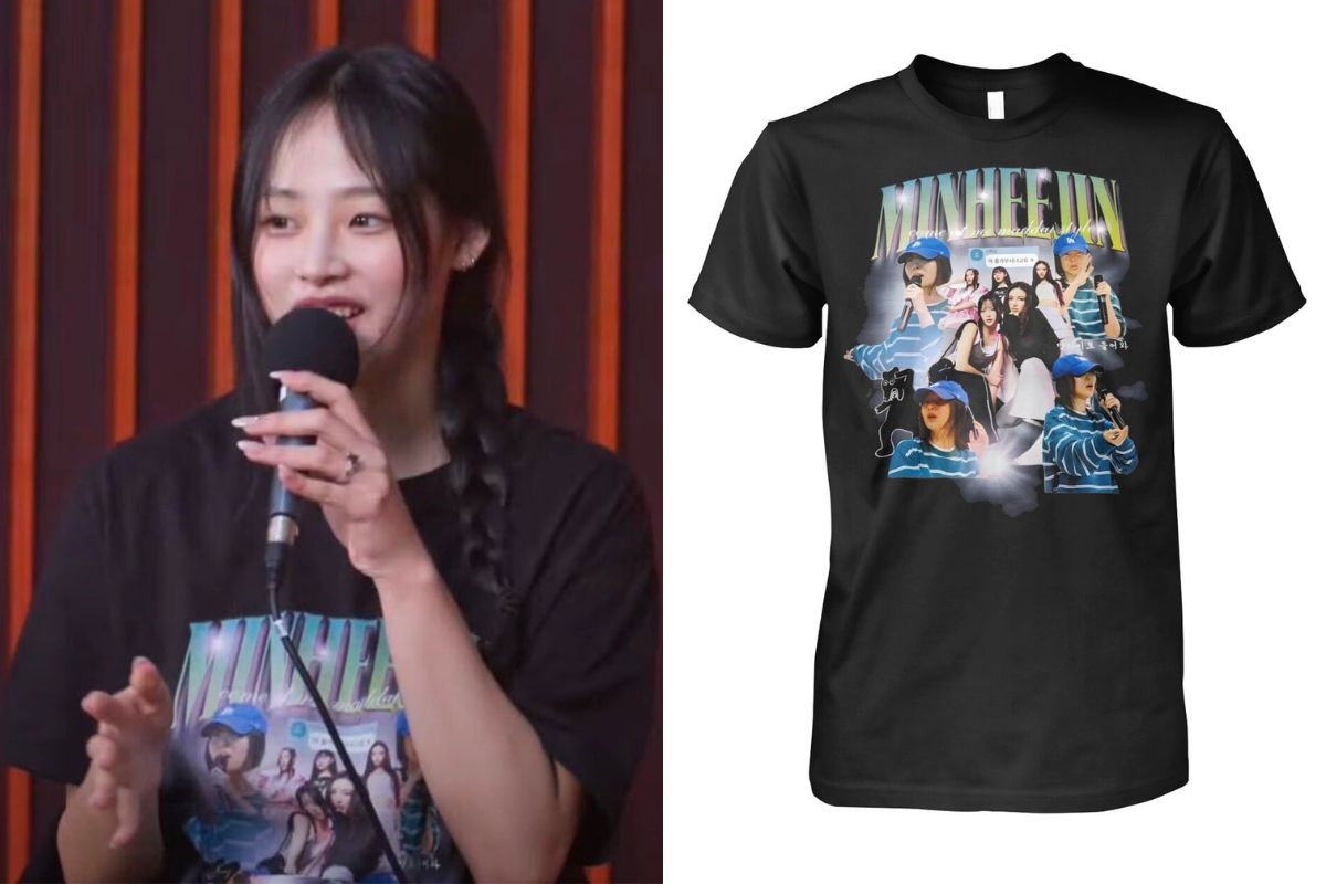 Minji mặc áo in hình và tên của Min Hee Jin. Ảnh: X