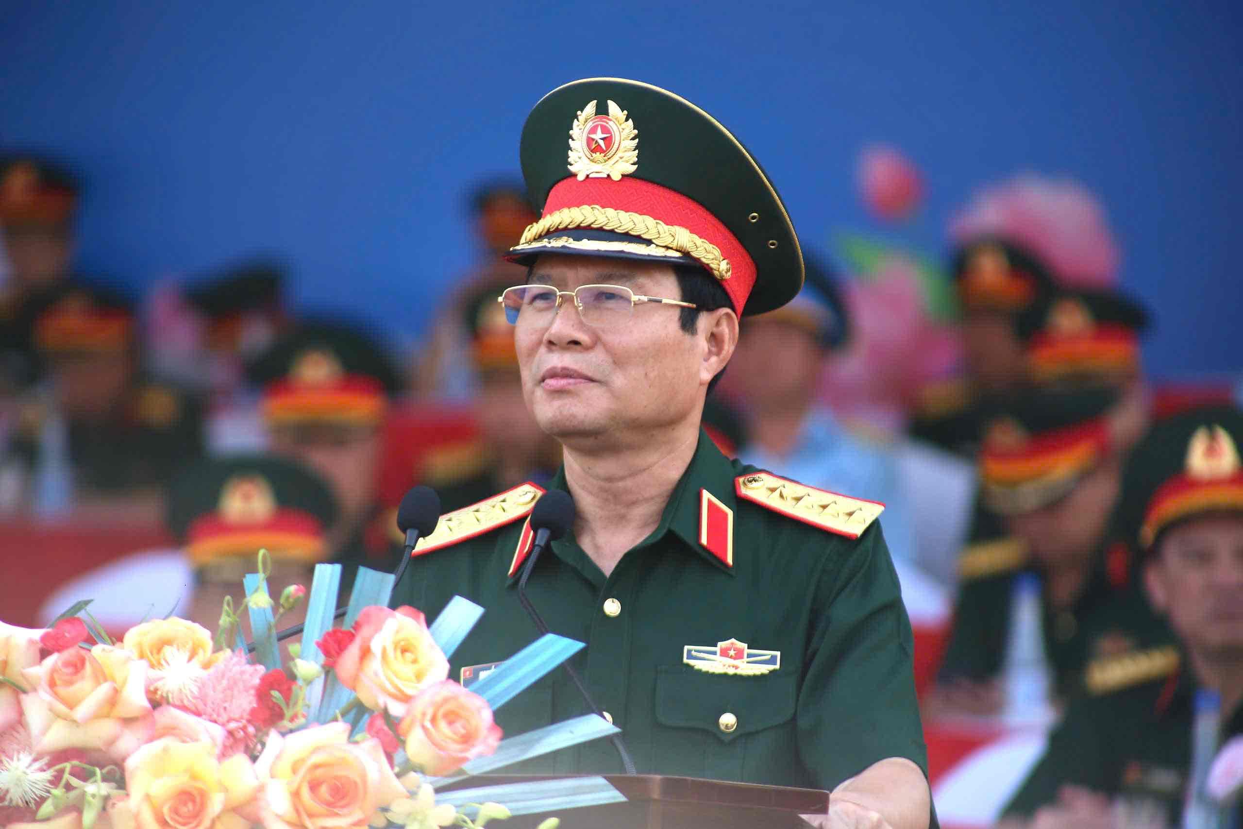 Đại tướng Nguyễn Tân Cương - Tổng Tham mưu trưởng Quân đội nhân dân Việt Nam, Thứ trưởng Bộ Quốc phòng phát biểu tại buổi hợp luyện. Ảnh: Anh Tú