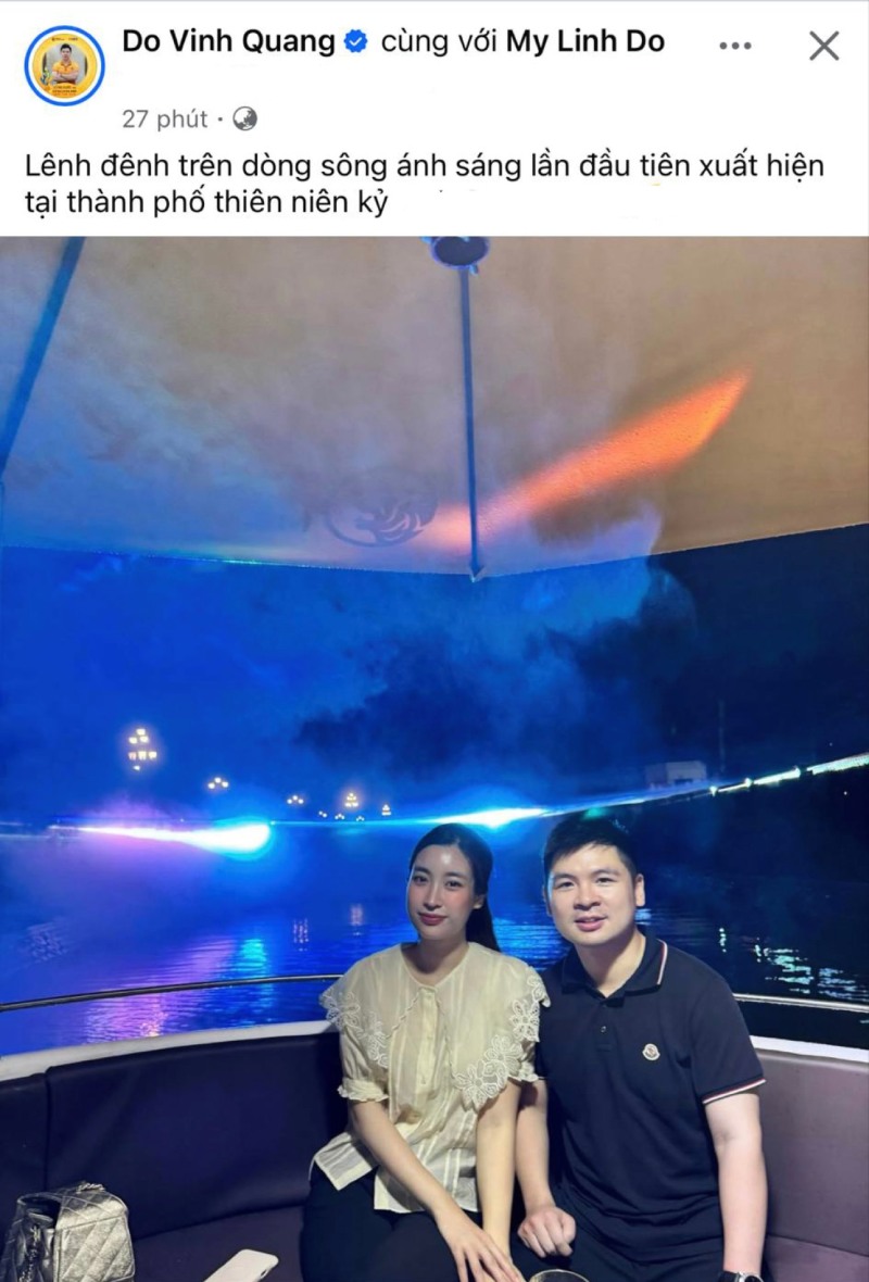 Doanh nhân Đỗ Vinh Quang đăng ảnh tình cảm cùng hoa hậu Đỗ Mỹ Linh. Ảnh: Cắt từ trang cá nhân nhân vật.