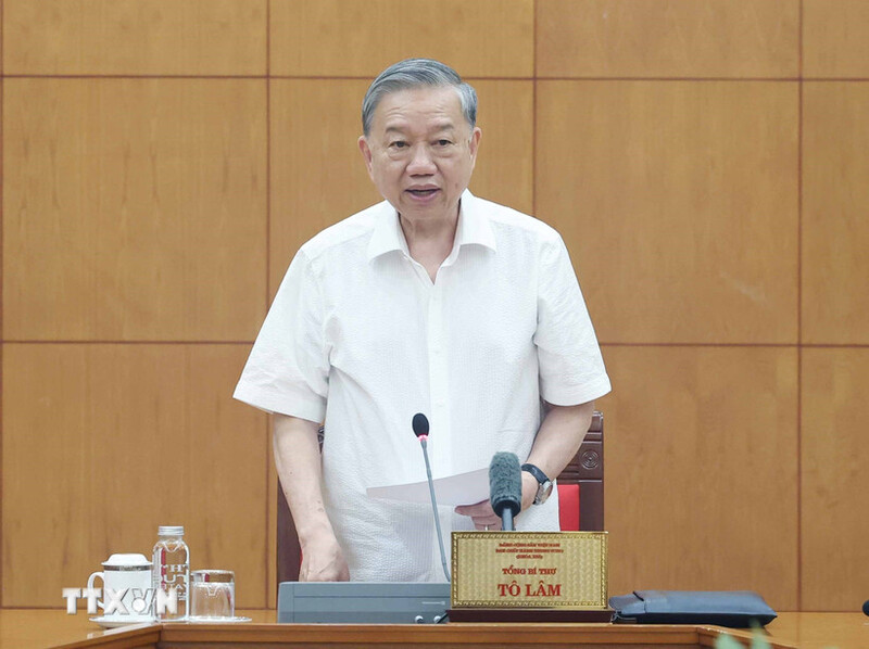 Tổng Bí thư Tô Lâm phát biểu tại buổi làm việc. Ảnh: TTXVN.