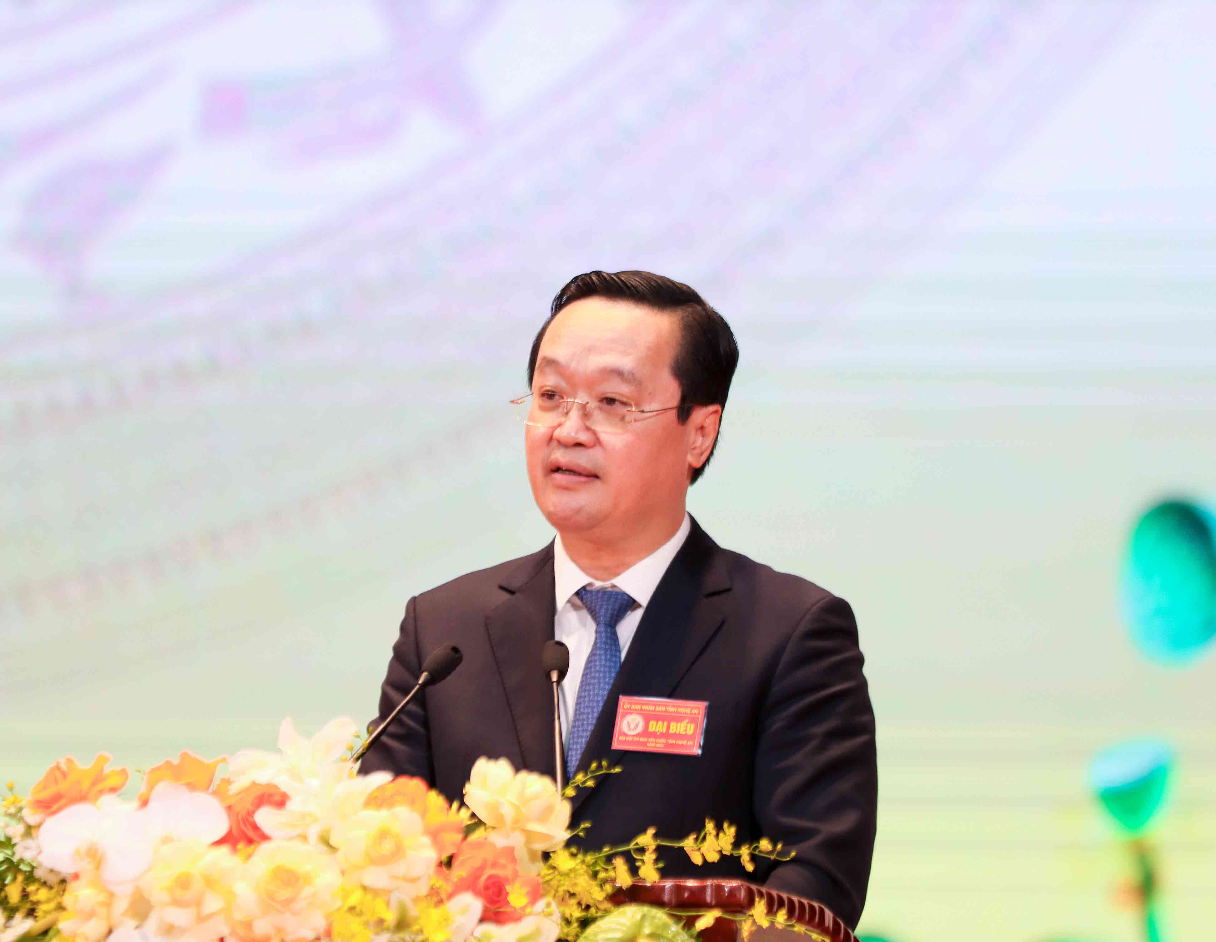 Ông Nguyễn Đức Trung - Bí thư Tỉnh ủy Nghệ An phát biểu chỉ đạo tại Đại hội. Ảnh: Duy Chương