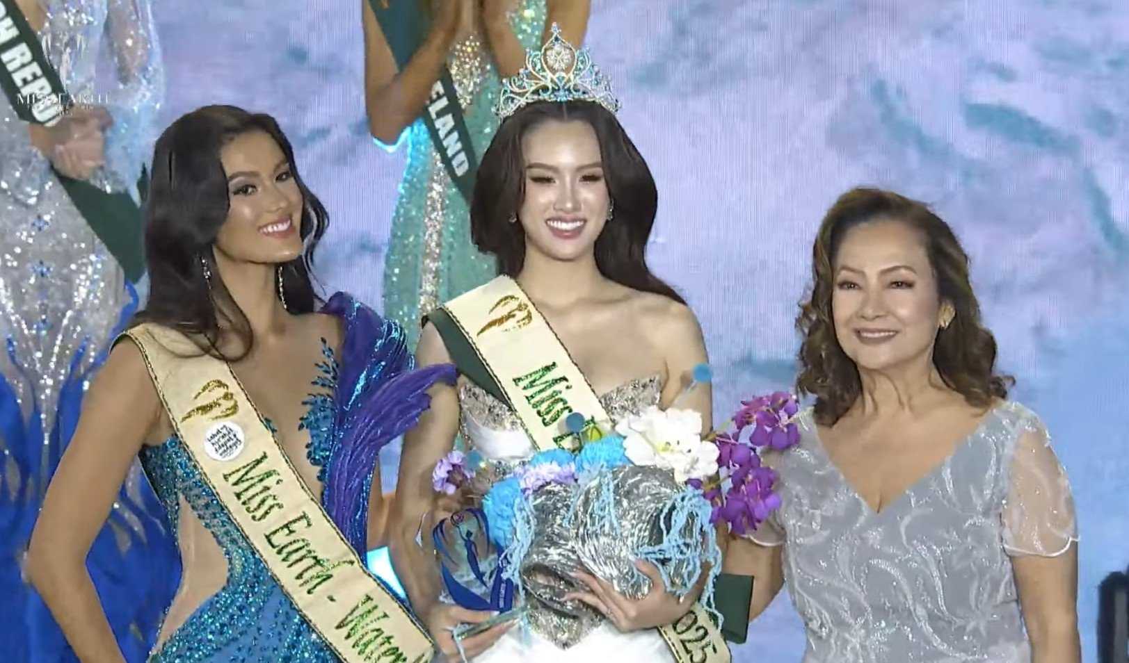 Trịnh Mỹ Anh đạt ngôi Á hậu 2 ở chung kết Miss Earth 2025. Ảnh: Ban tổ chức cuộc thi.
