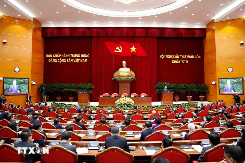 Phiên bế mạc Hội nghị lần thứ 14 Ban Chấp hành Trung ương Đảng khóa XIII. (Ảnh: Thống Nhất/TTXVN)