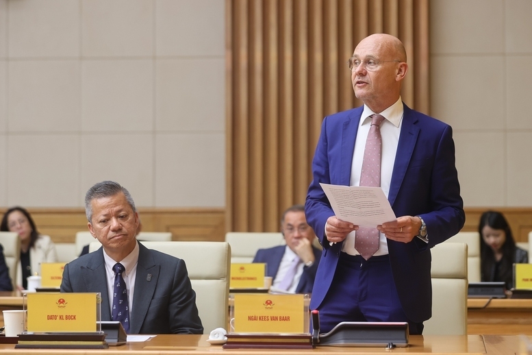 Đại sứ Vương quốc Hà Lan tại Việt Nam Kees van Baar phát biểu tại buổi làm việc. Ảnh: VGP/Nhật Bắc.