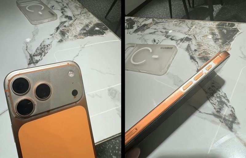 Hình ảnh chiếc iPhone 17 Pro Max màu cam được lan truyền trên mạng xã hội. Ảnh chụp màn hình