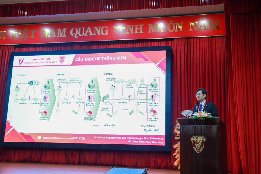 PGS.TS Nguyễn Đức Tuyên - Trưởng phòng thí nghiệm nghiên cứu Hệ thống điện và năng lượng tái tạo, Đại học Bách Khoa Hà Nội trình bày tại Hội thảo với tham luận "Những bài toán về AI ứng dụng cho ngành điện và năng lượng tái tạo". 290c8104.jpg