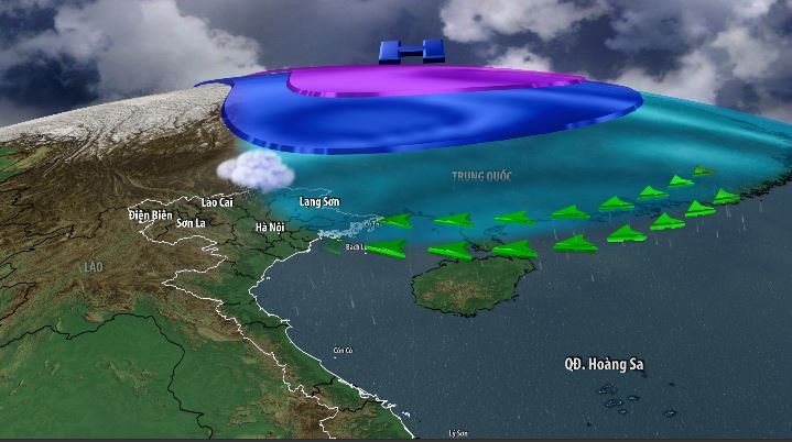 Dự báo miền Bắc có thể đón không khí lạnh vào dịp Tết Dương lịch. Ảnh: Dự báo thời tiết VTV
