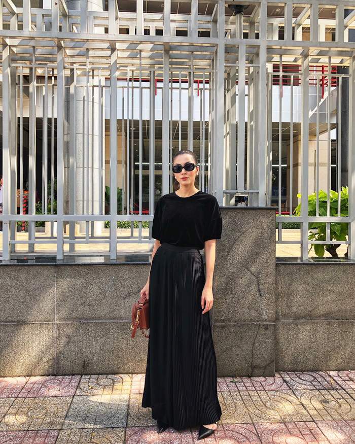 Tăng Thanh Hà phối đồ đơn giản. Ảnh: NVCC